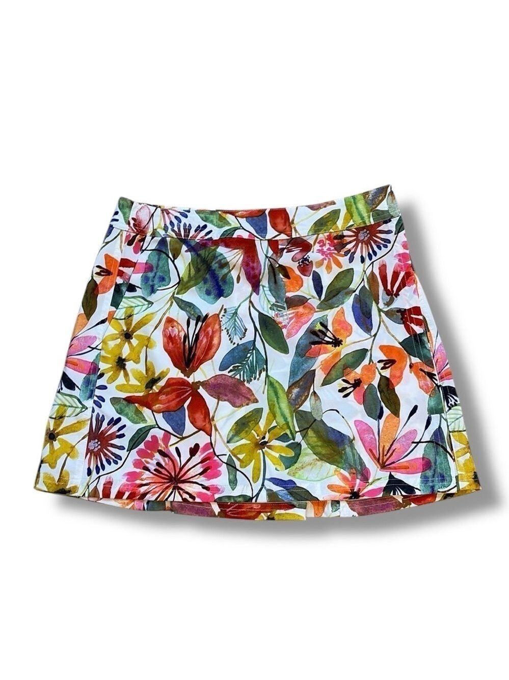 Rip Skirt Wrap Skirt Tropical Pockets White Multi Size S